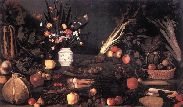 Still life with flowers and fruit caravaggio by Caravaggio